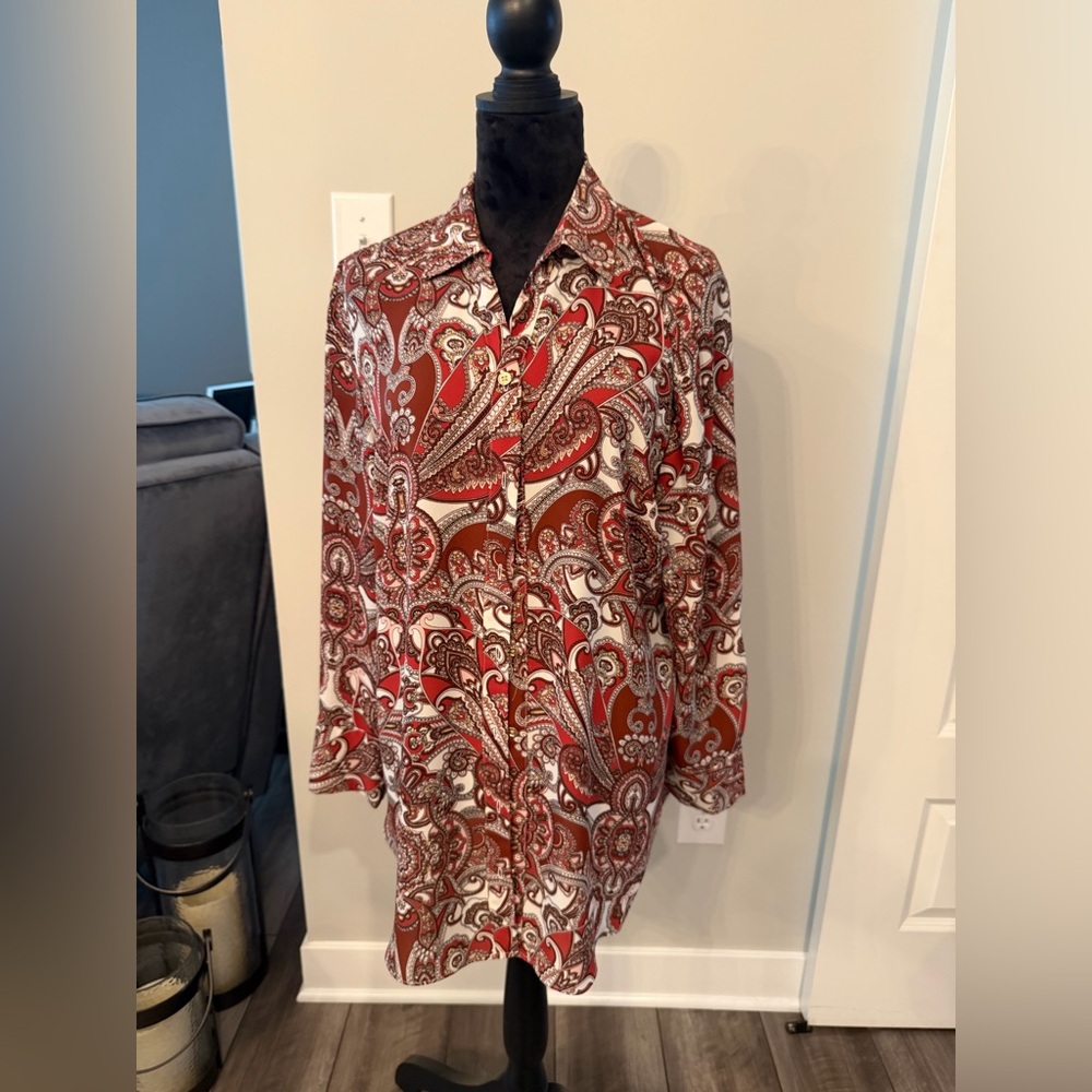 Chico's Red and White Paisley blouse.

#17
